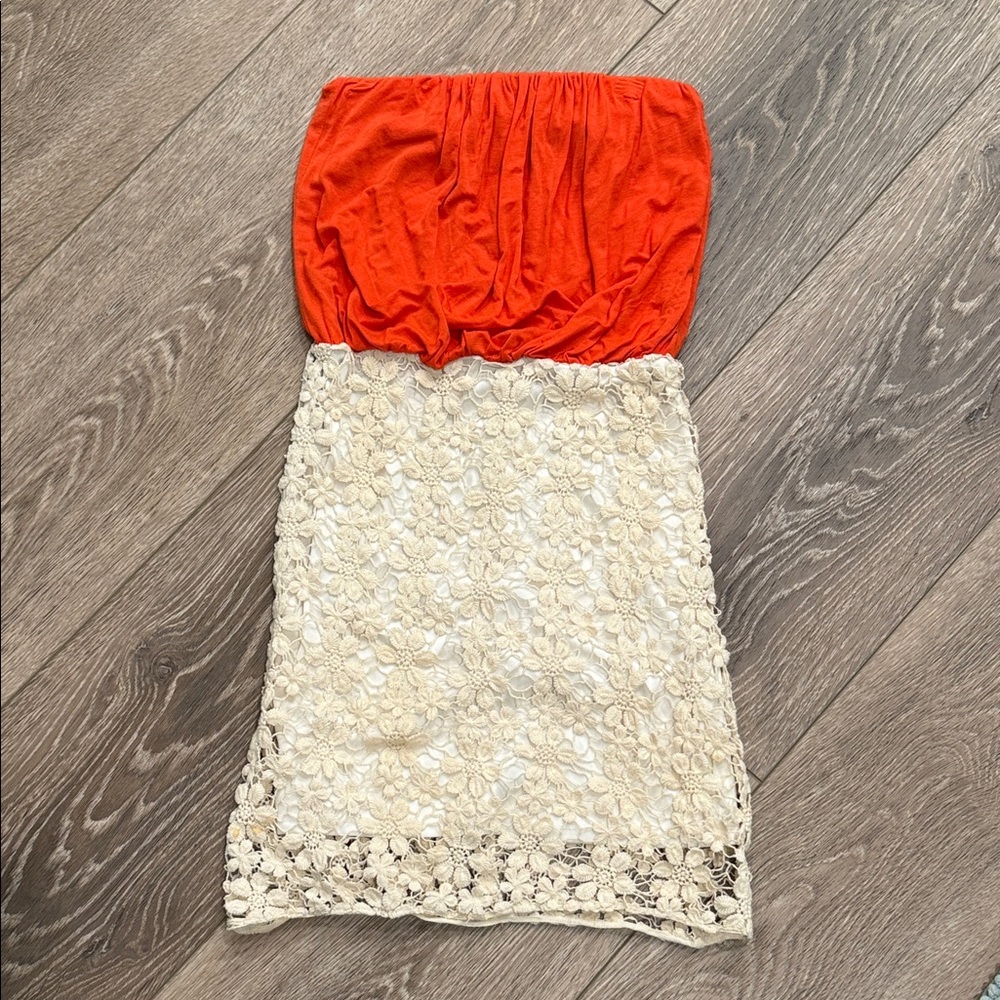 Moa Moa Bold Orange and Cream Dress